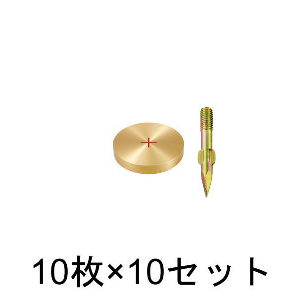 真鍮製基準点鋲 フラットタイプ 径50㎜ 10枚入×10セット