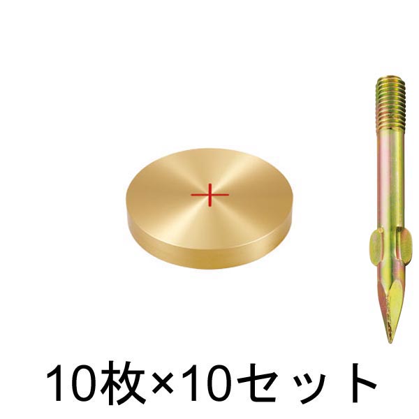 真鍮製基準点鋲 フラットタイプ 径30㎜ 10枚入×10セット