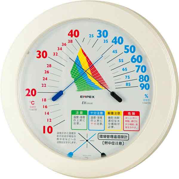 熱中症注意目安付 温度・湿度計 TM-2482W