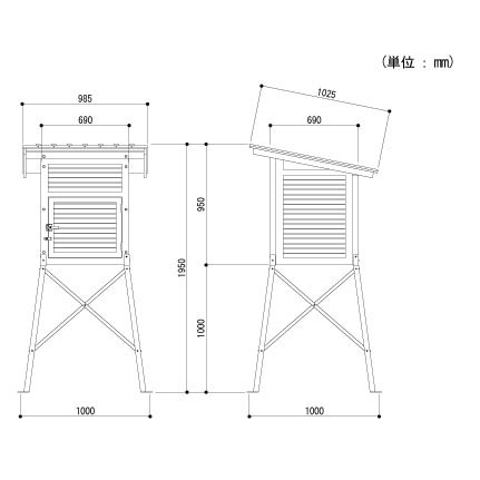 百葉箱 大型2号 複葉 木脚_1