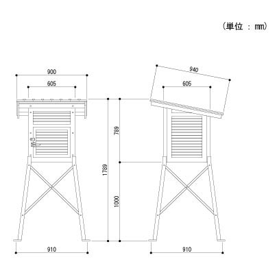 百葉箱 中型3号 単葉 スチール脚_1